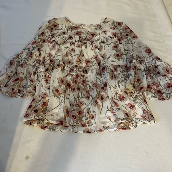 Lucky Brand Boho Floral Tunic Top Bell Sleeve Size M - Picture 1 of 4